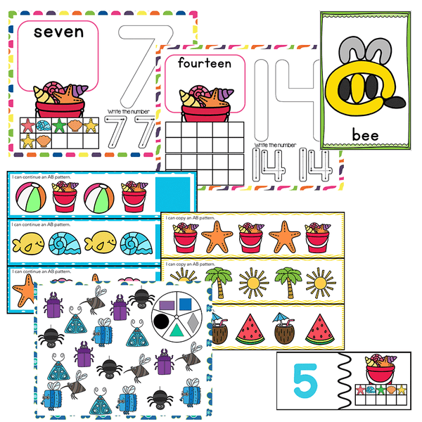 Preschool/ Pre-k Math & Literacy Centers | Summer Theme Sale