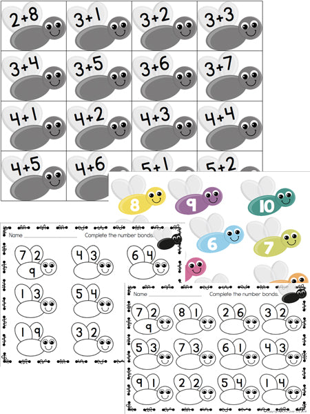 Kids will have so much fun playing Swat the Sum at they use a fly swatter to hit the sums of their addition facts! There is even a "Bug Off" repellent "jar".