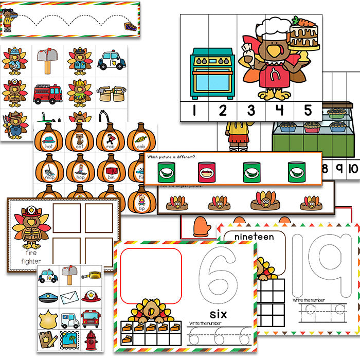 Preschool/ Pre-k Math & Literacy Centers | Thanksgiving Theme