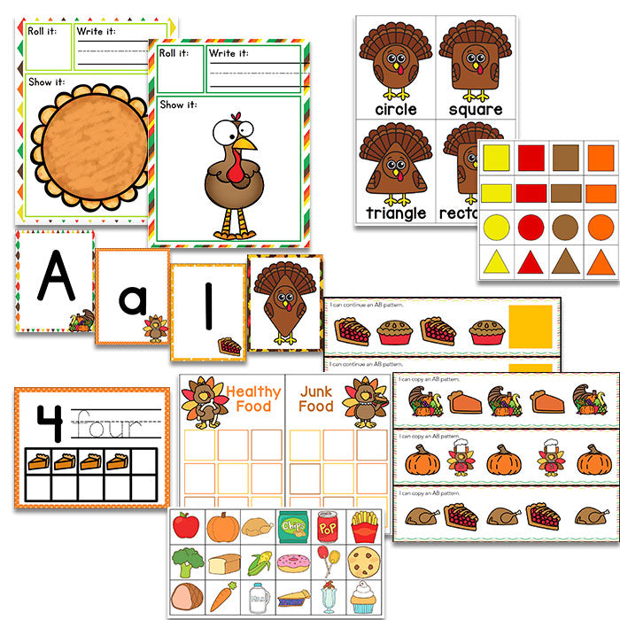 Preschool/ Pre-k Math & Literacy Centers | Thanksgiving Theme