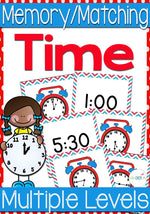 Time memory cards for all levels of learning to tell time! A fun game for math centers! There is time to the hour, half hour, fifteen minutes and five minutes included in this set.