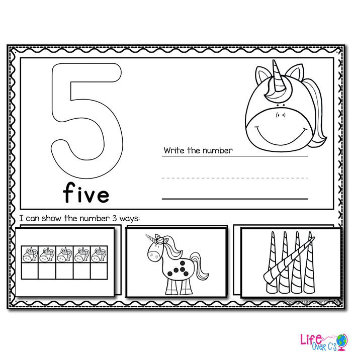 1-20 Unicorn Number Recognition Mats | Ten-frames, Array, Tally Marks