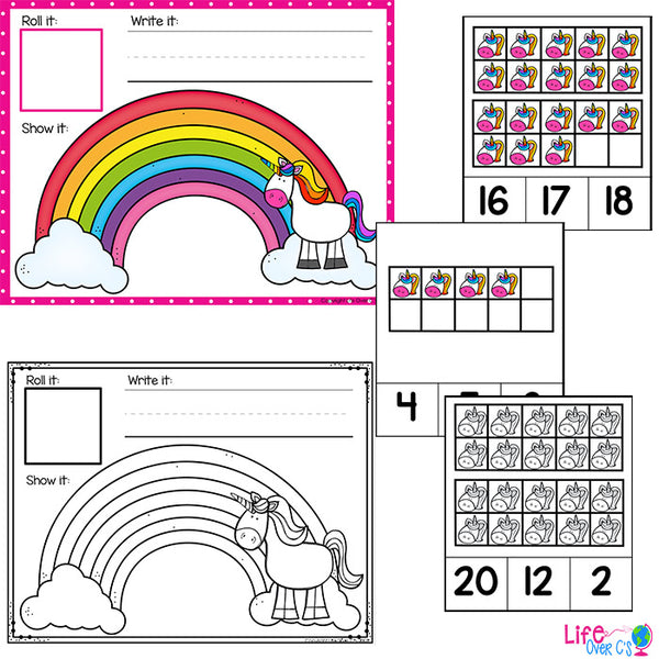 Unicorn Theme Numbers 1-20 Counting Activities | Counting to 20 | Math Centers
