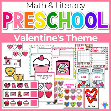 Valentine Themed Preschool/Pre-K Math and Literacy Centers