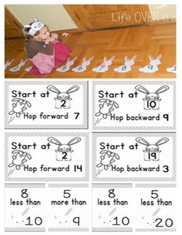 This bunny number line is so adorable! A fun gross motor activity to teach counting on, number order, addition and subtraction! Great for spring!