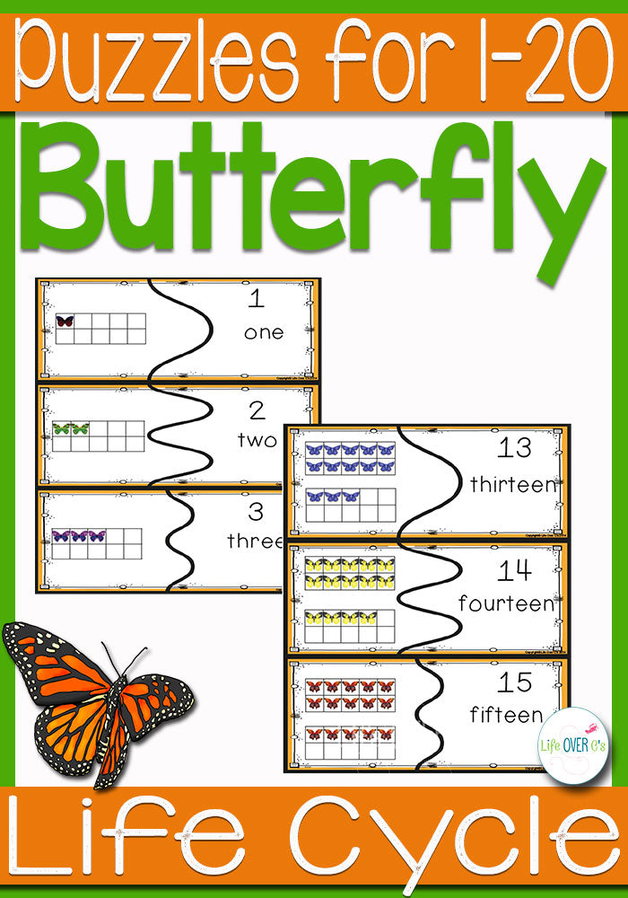 Butterfly Life-Cycle Puzzles for Numbers 1-20