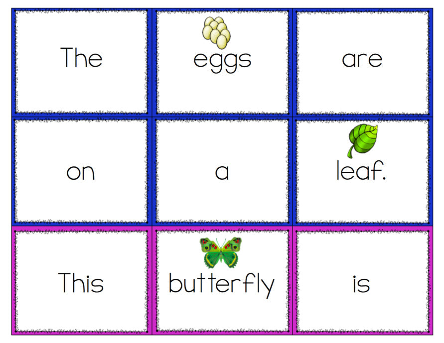 Butterfly Life-Cycle Preposition Match Up