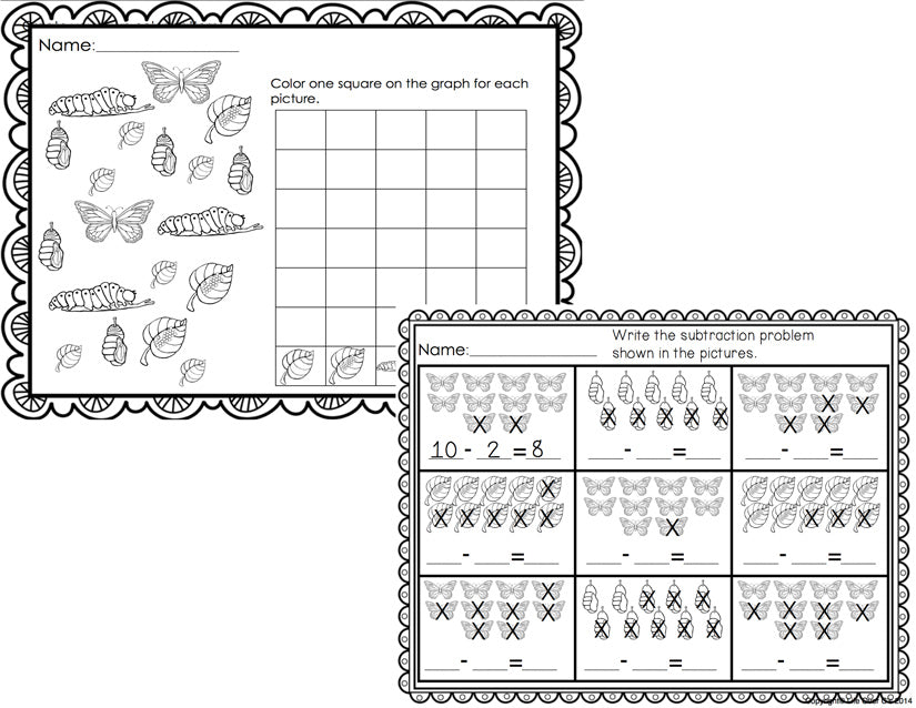 Butterfly Life-Cycle Math and Literacy Printables K-1