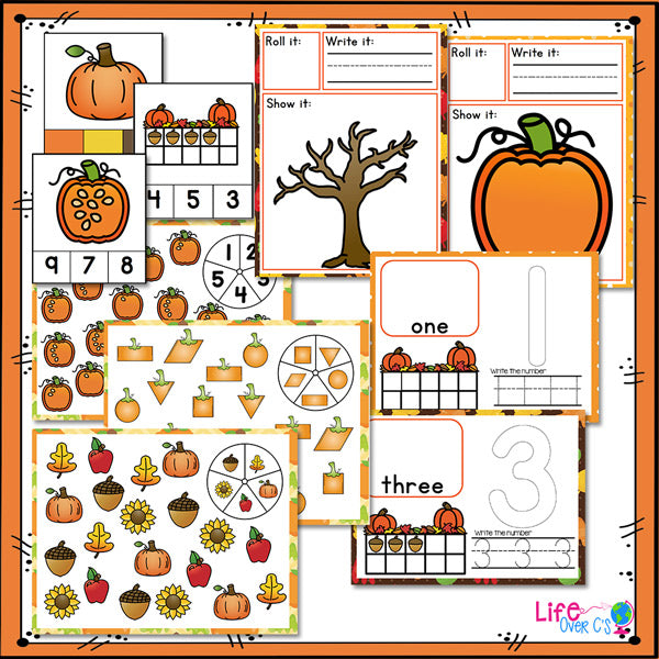 Fall Math & Literacy Centers for Pre-K/Preschool BUNDLE