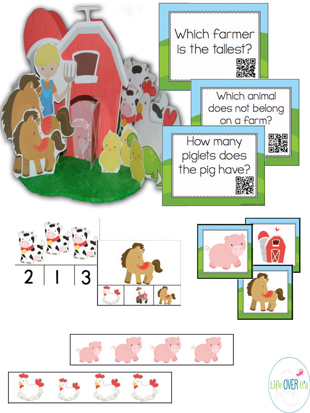 Your students will love this interactive Farm preschool pack! Counting, sorting, patterns, QR codes, play dough and more! Perfect for a farm theme or learning about farm animals!