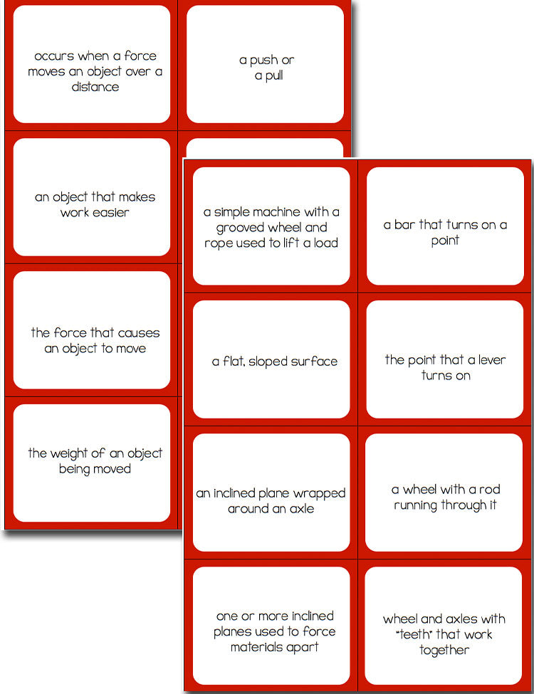 Learning force and motion vocabulary is much more fun when you use this card game! Styled after "Slap Jack", kids will have fun slapping the correction pictures, vocabulary words and definitions to go along with your force and motion unit!