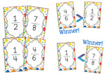 This fraction war card game set comes with 8 levels! From beginner to advanced your students will love learning about equivalent fractions!