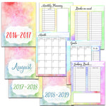 Get your homeschool organized for the year! This printable homeschool planner in beautiful watercolors comes with 99 pages to get you organized this year. Monthly, weekly, and hourly views, unit study planning, resource pages for your favorite websites and so much more!