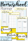 Get your homeschool organized for the year! This printable homeschool planner comes with 99 pages to get you organized this year. Monthly, weekly, and hourly views, unit study planning, resource pages for your favorite websites and so much more!