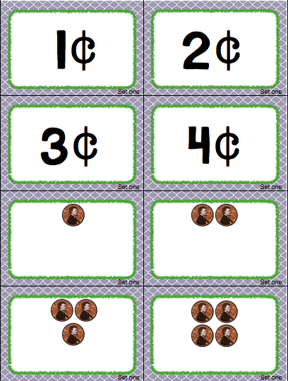 15 Sets of cards comparing values of coins and center instructions for six coin card games! Any set of cards can be used for any of the games. Change the sets of cards as your students increase in their money skills.