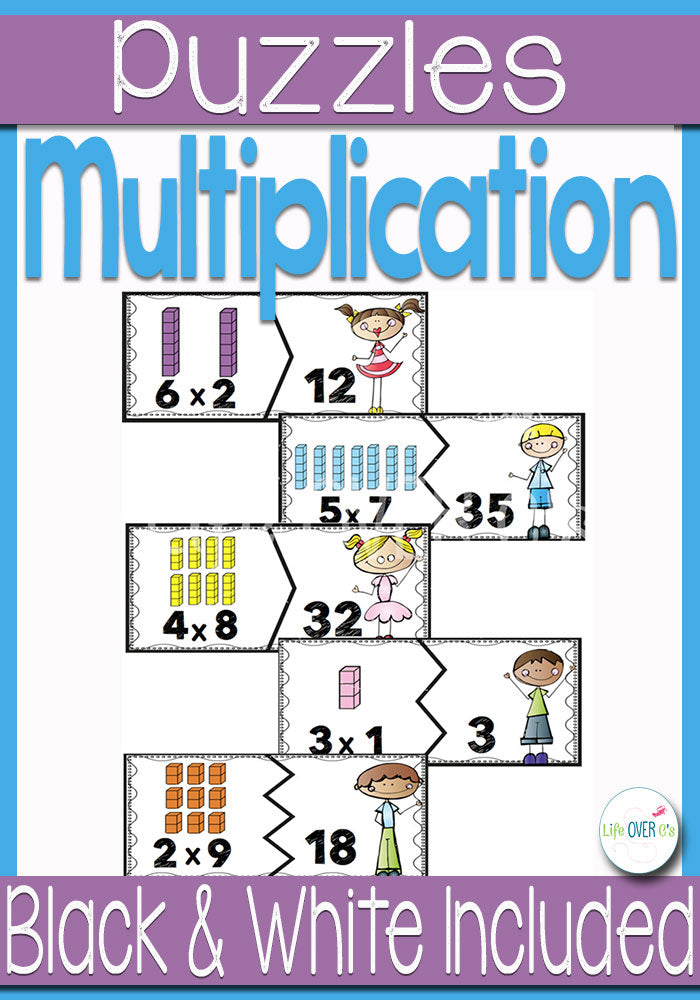 These colorful puzzles will make leaning multiplication facts fun! Multiplication facts are shown with arrays & numbers so that the kids can get a better understanding of what multiplication is.