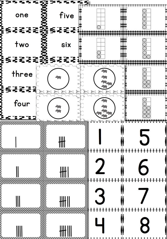 Have fun counting to 20 with these 10 fun card games for numbers 1-20. This black and white theme covers numbers using words, numerals, dice, tally marks, dominoes, sets, base ten and more!