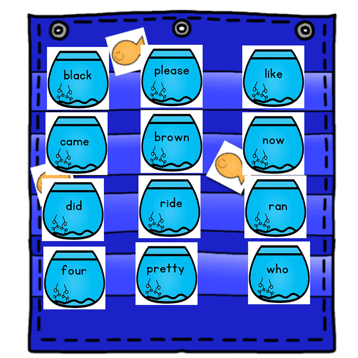 Sight Word Hide & Seek Pocket Chart Cards | Fish Theme