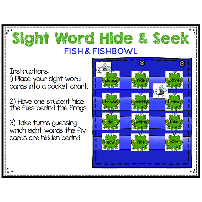 Sight Word Hide & Seek Pocket Chart Cards | Frog Theme