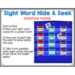 Sight Word Hide & Seek Pocket Chart Cards | Painting Theme