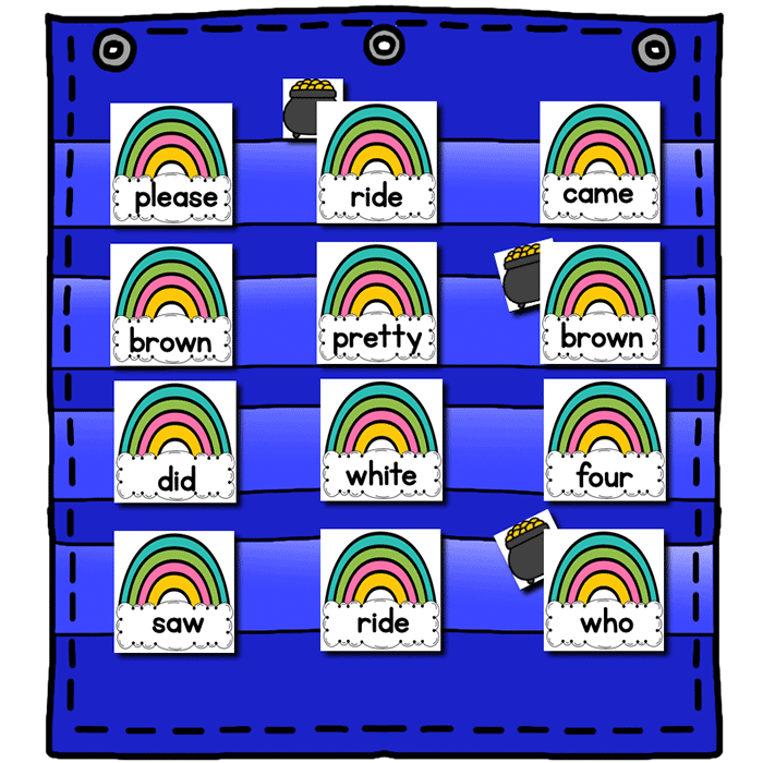 Sight Word Editable Hide & Seek Pocket Chart Cards | Rainbow Theme