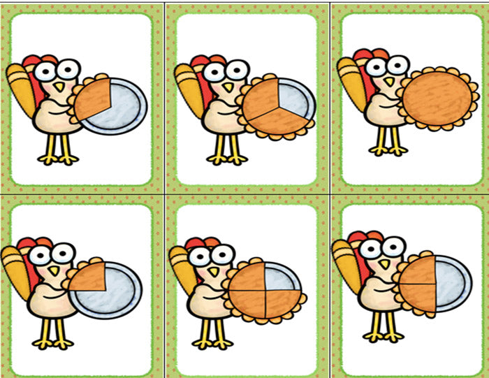 This simple fraction card game is a fun way to learn about equivalent fractions. The kids will love the pumpkin pie theme!