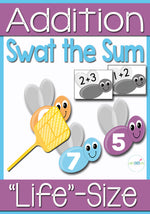 Kids will have so much fun playing Swat the Sum at they use a fly swatter to hit the sums of their addition facts! There is even a "Bug Off" repellent "jar".