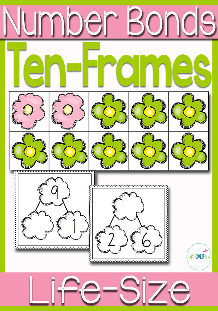 Your students will love learning about ten-frames and number bonds with this fun life-size ten-frame activity! Add the flowers to the ten-frame to represent the number bonds shown on the cards. A great way to build understanding!