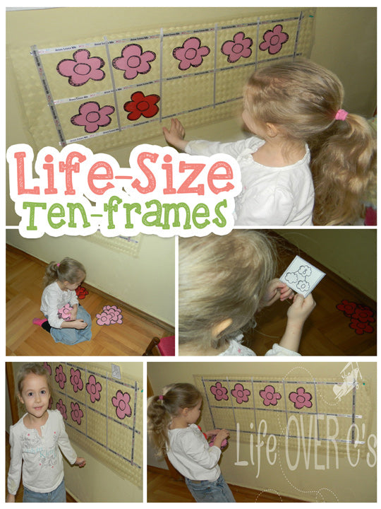 Your students will love learning about ten-frames and number bonds with this fun life-size ten-frame activity! Add the flowers to the ten-frame to represent the number bonds shown on the cards. A great way to build understanding!
