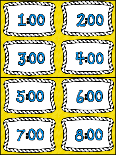 5 Time Card Games for Time to the Hour (Level 1)