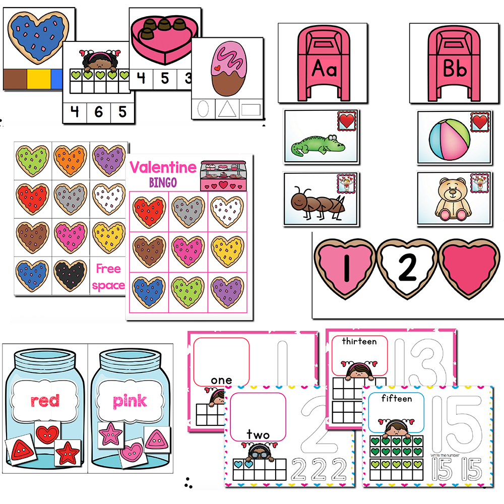 Valentine Themed Preschool/Pre-K Math and Literacy Centers