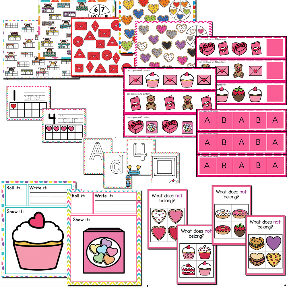 Valentine Themed Preschool/Pre-K Math and Literacy Centers