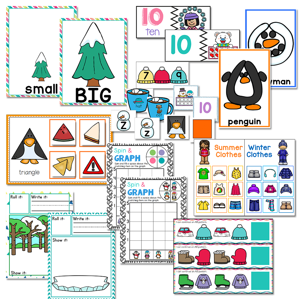 Preschool/ Pre-K Math & Literacy Centers Bundle 1 | Holidays and Seasons Sale